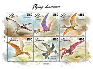 LIBERIA- 2023 - Flying Dinosaurs - Perf 6v Sheet - Mint Never Hinged