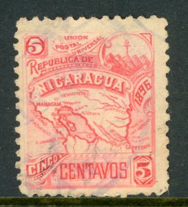 Nicaragua 1895 Seebeck 5¢ Coat of Arms Scott #83 VFU Z390 ⭐