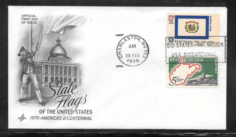 Just Fun Cover #1667 FDC WV. State Flag Artcraft Cachet. (A1497)