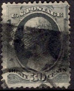 US Stamp #190 30c Full Black Hamilton USED SCV $90