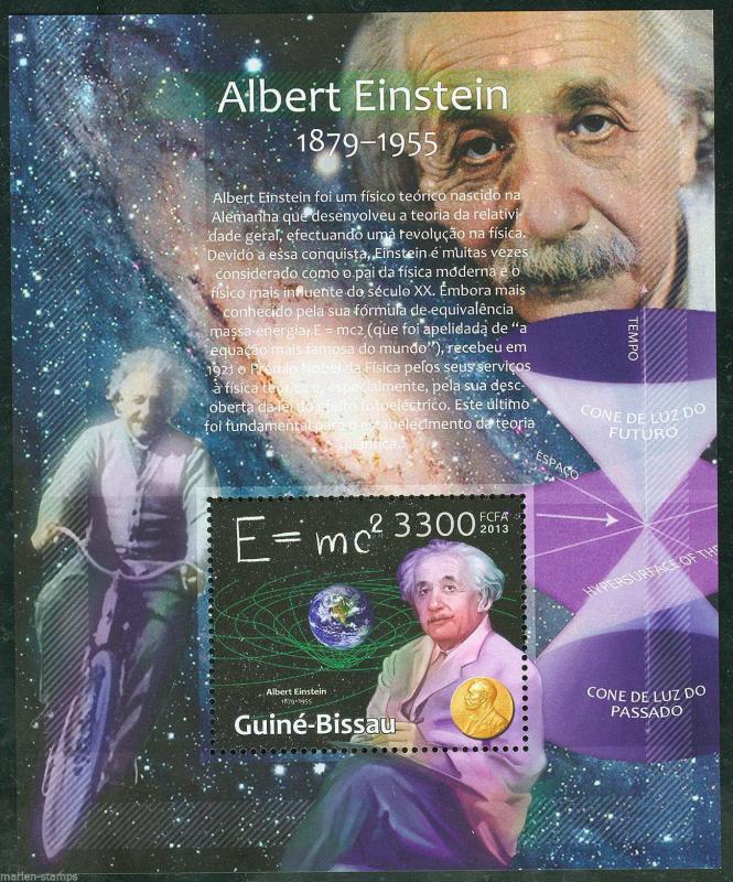 GUINEA BISSAU 2013 TRIBUTE TO ALBERT EINSTEIN WITH NOBEL PRIZE  MEDAL S/ SHEET