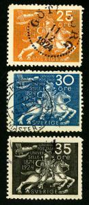 Sweden Stamps # 217-9 XF Used Set of 3 Scott Value $112.50
