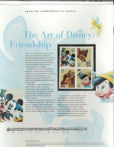 USPS COMMEMORATIVE PANEL #714 THE ART OF DISNEY: FRIENDSHIP #3865-3868