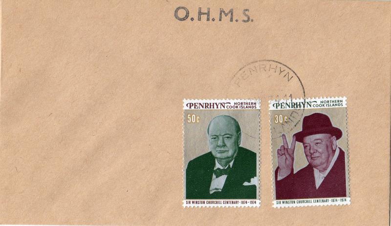 Penrhyn Islands  1974 Sc#70/71 Sir Winston Churchill Set (2) FDC