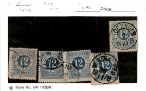 Sweden, Postage Stamp, #22 (5 Ea) Used, 1872 (AC)