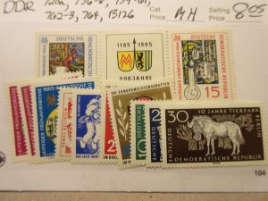 GERMANY DDR Scott 720a, 756-8, 759-61, 762-3, 764, B126 MINT HINGED Cat $8.05