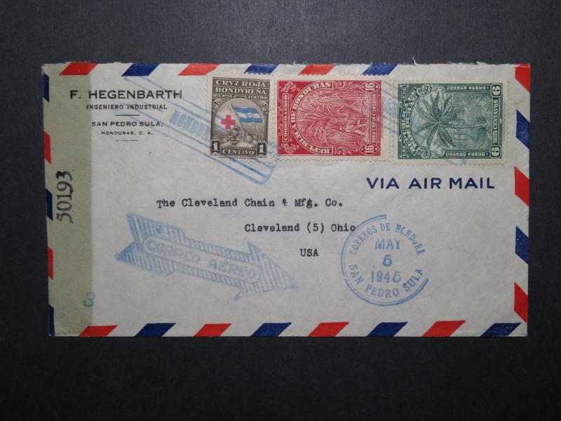 Honduras 1945 Censor Cover to Ohio (I) - Z12003