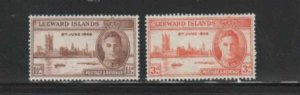 LEEWARD ISLANDS #116-117 1946 PEACE ISSUE MINT F-VF NH O.G bb