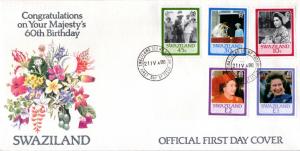 Swaziland - 1986 60th Birthday of QEII FDC SG 500-504