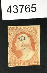 US STAMPS # 11 IMPERF USED LOT #43765