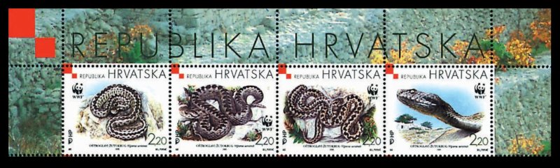 1999 Croatian Republic / Hrvatska 500-503strip WWF / Reptile
