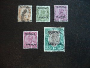 Stamps - Burma - Scott# O6,O7,O9-O11 - Used Part Set of 5 Stamps