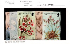 Guernsey, Postage Stamp, #394-399 Mint Hinged, 1988 Flowers (AB)