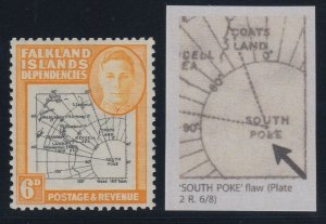 Falkland Islands, SG G6c, MLH South Poke Flaw variety