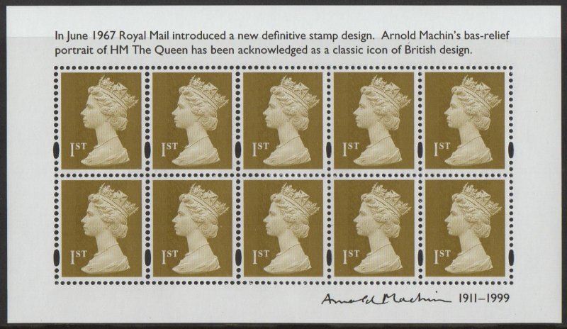 GB, (Souvenir) 2011 SGMS3222 Mini Sheet, BIRTH CENT OF ARNOLD MACHIN, Mint (NH)