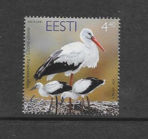 BIRDS - ESTONIA #485 WHITE STORK MNH