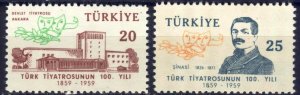 Turkey 1959 Turkish Theater 100 Years Mi 1619/20 MNH