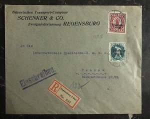 1921 Regensburg Germany Schenker Co Registered Cover To Passau