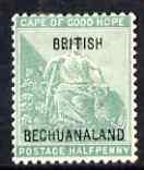Bechuanaland 1897 1/2d yellow green with short H in BRITI...