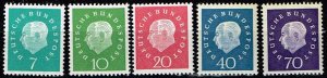 Germany 1959 -  # 793-797 MNH, Prof. Dr. Theodor Heuss, 1st German President