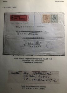 1943 Polish Forces Army In England Undercover Address Cover To Switzerland