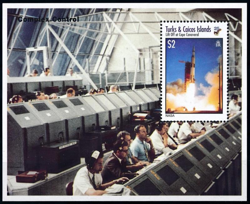 [78620] Turks & Caicos Islands 1995 Space Travel Complex Control Sheet MNH