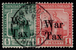 TRINIDAD & TOBAGO GV SG187-188, 1918 WAR TAX set, FINE USED.