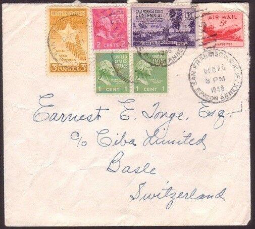 USA 1948 cover to Switzerland - nice franking..............................32554