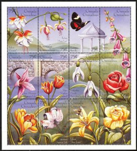 Grenada / Grenadines 1996 Flowers Orchids Roses Butterflies Sheet MNH