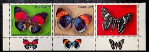 PARAGUAY Sc 1499 NH STRIP OF 1973 - BUTTERFLIES - Sc$13 - (ZN25)