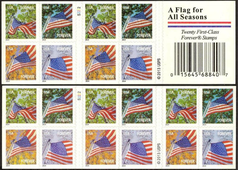 United States USA 2014 Greetings Flags for all Seasons Booklet MNH**