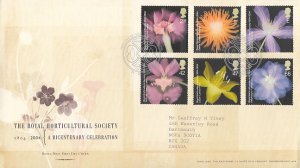 Great  Britain 2004 FDC Sc #2209-#2214 Set of 6 Flowers Royal Horticultural S...