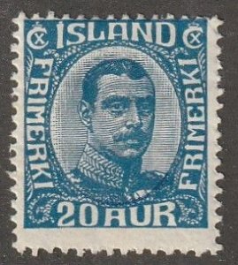 Iceland,  Stamp, Scott#118,  mint, hinged,  20 AUR,  blue