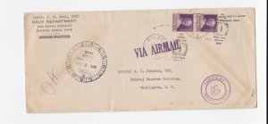 CANAL ZONE 1942 COVER  U.S. NAVY DEPT TO ADMIRAL A.W. JOHNSON, WASHINGTON  DV65