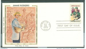 US 1755 1978 13c Jimmie Rodgers FDC, Colorano Silk cachet, light pencil notation on reverse in bottom corner.