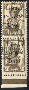 German WWII Occupation, Lithuania (Zarasai) #Mi. 6a Cat€600, 1941 50k brown...