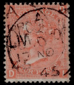 GB QV SG94, 4d vermilion plate 11, FINE USED. Cat £90. CDS DI