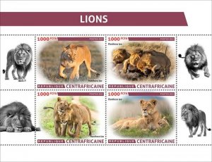 Central Africa - 2023 Lions on Stamps - 4 Stamp Sheet - CA230304a