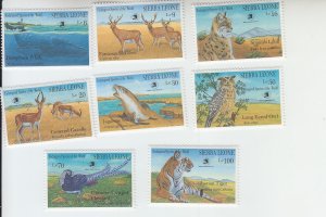 1989 Sierra Leone Endangered Animals (8) (Scott 1137-44) MNH