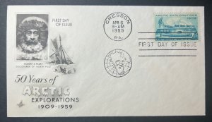 ARCTIC EXPLORATIONS APR 6 1959 CRESSON PA ARTCRAFT FIRST DAY COVER (FDC)