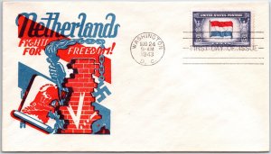 US FIRST DAY COVER OCCUPED NATIONS OF WW II NETHERLANDS CACHET Q24 UA 1943