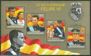 CENTRAL AFRICA  2014 FELIPE VI,  KING OF SPAIN  SHEET MINT NH