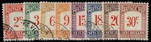 SEYCHELLES QEII SG D1-D8, 1951 postage due set, FINE USED. Cat £55.