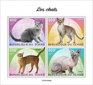 2021/10- CHAD - CATS                      4V complet set MNH  T