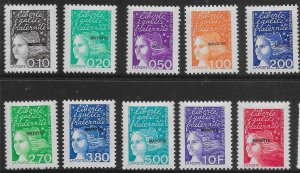 MAYOTTE SG55/65 1997 OVERPRINTS ON FRANCE MTD MINT