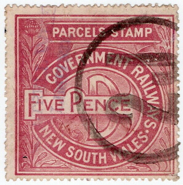 (I.B) Australia - NSW Railways : Parcel Stamp 5d (1914)