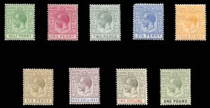 Bahamas #49-56 Cat$322.50, 1912-19 George V, complete set, hinged