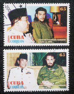 CUBA Sc# 4833-4834 DIPLOMATIC RELATIONS w/ INDONESIA Cpl set of 2  2008 used cto