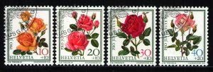 Switzerland B410-B413 used stamps superb cancels Pro Juventute roses flowers