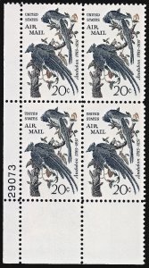 US Scott # C71 MNH Plate Block Columbia Jays by John James Audubon